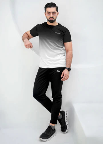 Black Trendy Printed tracksuit for men