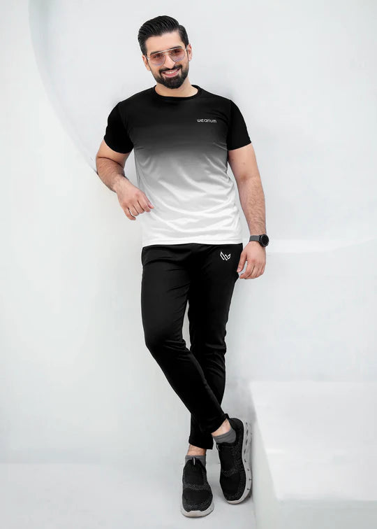 Black Trendy Printed tracksuit for men